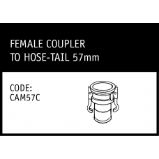 Marley Camlock Female Coupler to Hose -Tail 57mm - CAM57C
